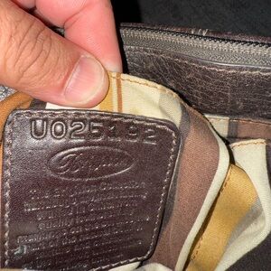 Brown Brighton Leather Bag with Striped Interior